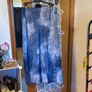Mi Ami Blue and Black Acid Wash Midi Skirt
